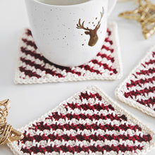 Load image into Gallery viewer, Candy Cane Coasters Crochet Pattern