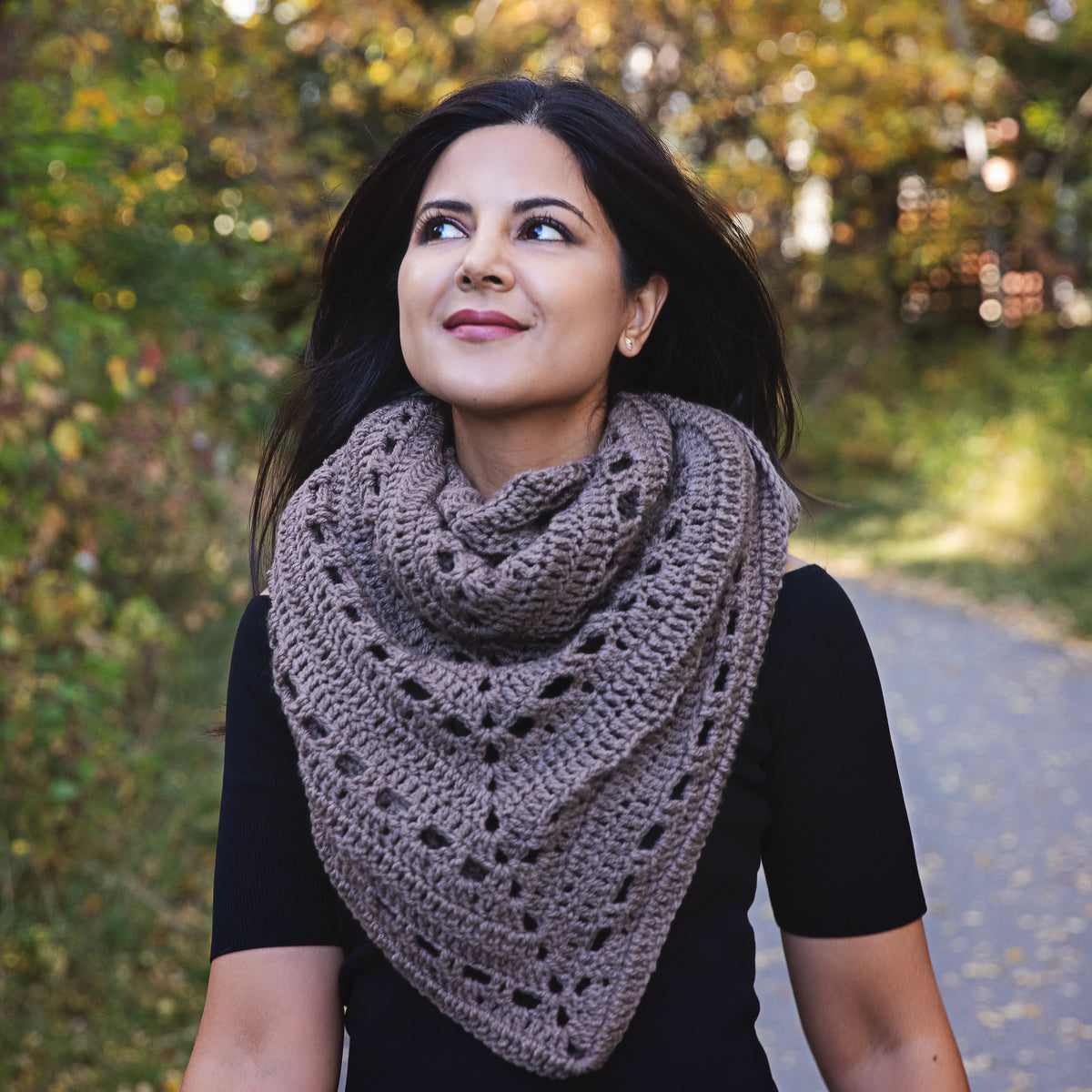 Easy Autumn Triangle Shawl Crochet Pattern Leelee Knits