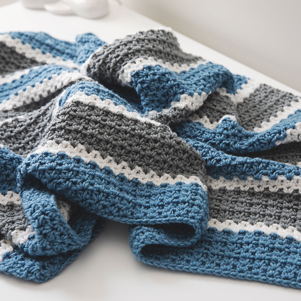 Cloudburst Striped Crochet Baby Blanket Pattern - Leelee Knits