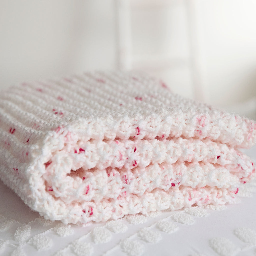 Rosebud Speckle Baby Blanket Knitting Pattern