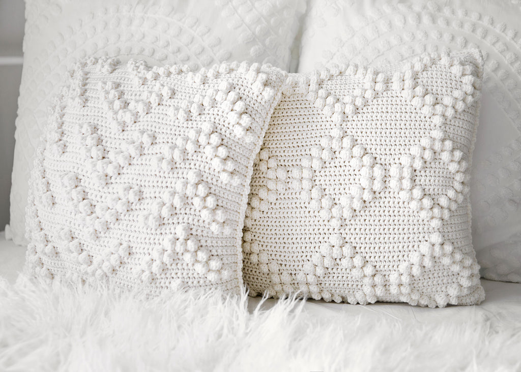 Bobble Stitch Throw Pillows Crochet Pattern