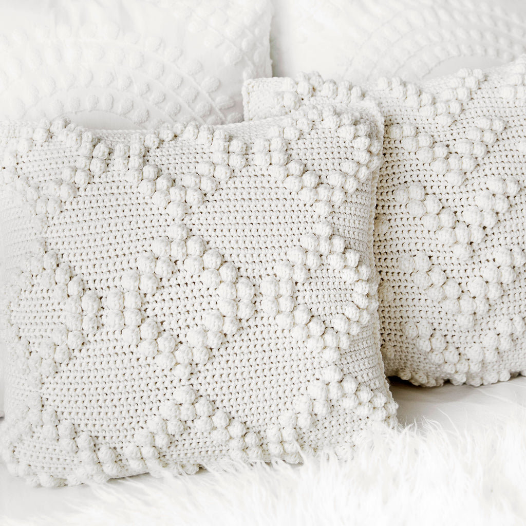 Bobble Stitch Throw Pillows Crochet Pattern