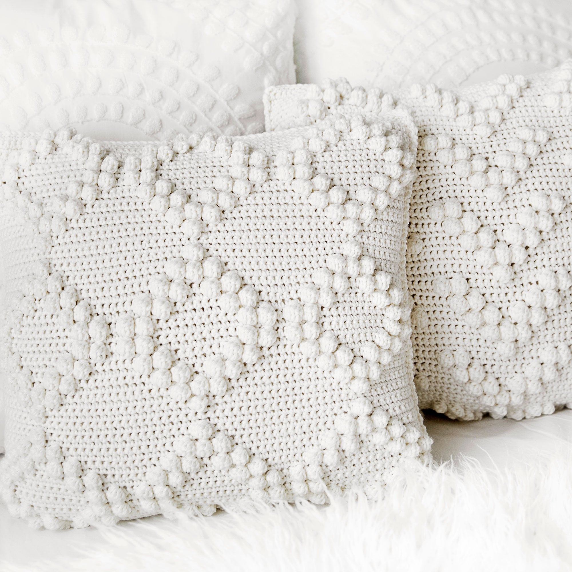 Bobble Stitch Throw Pillows Crochet Pattern