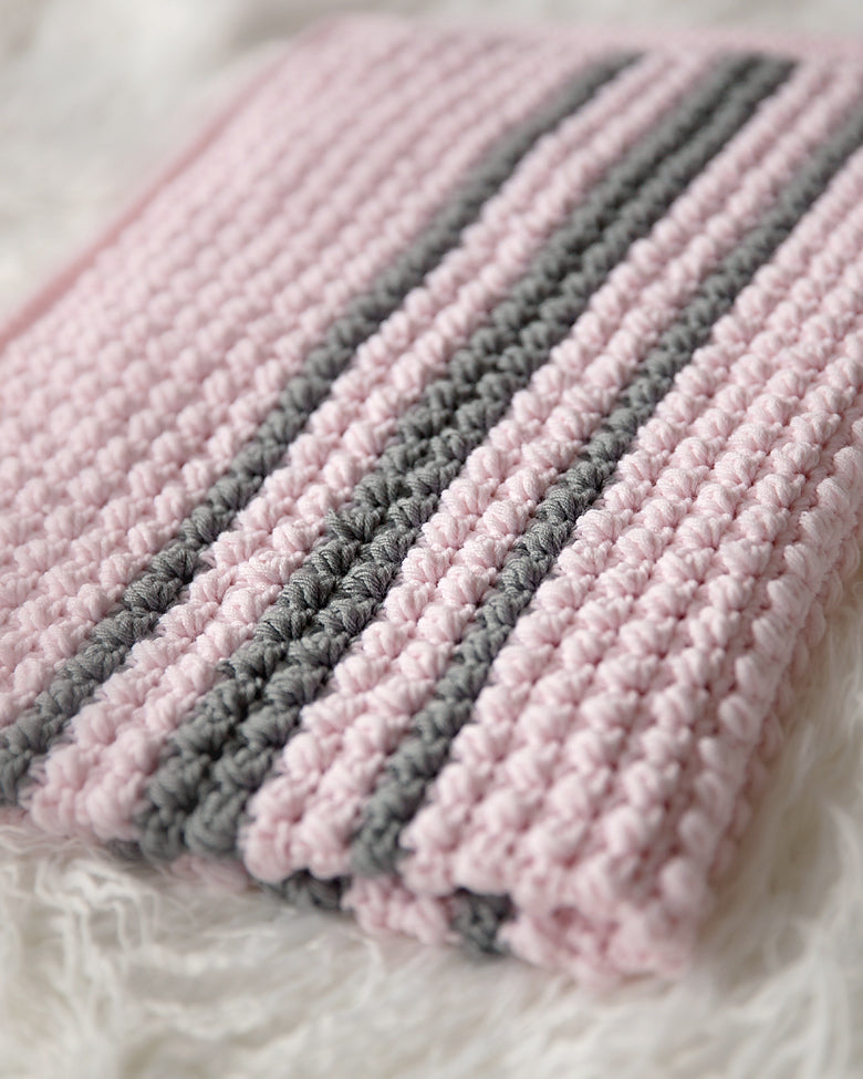 Bobbles and Stripes Baby Blanket Crochet Pattern