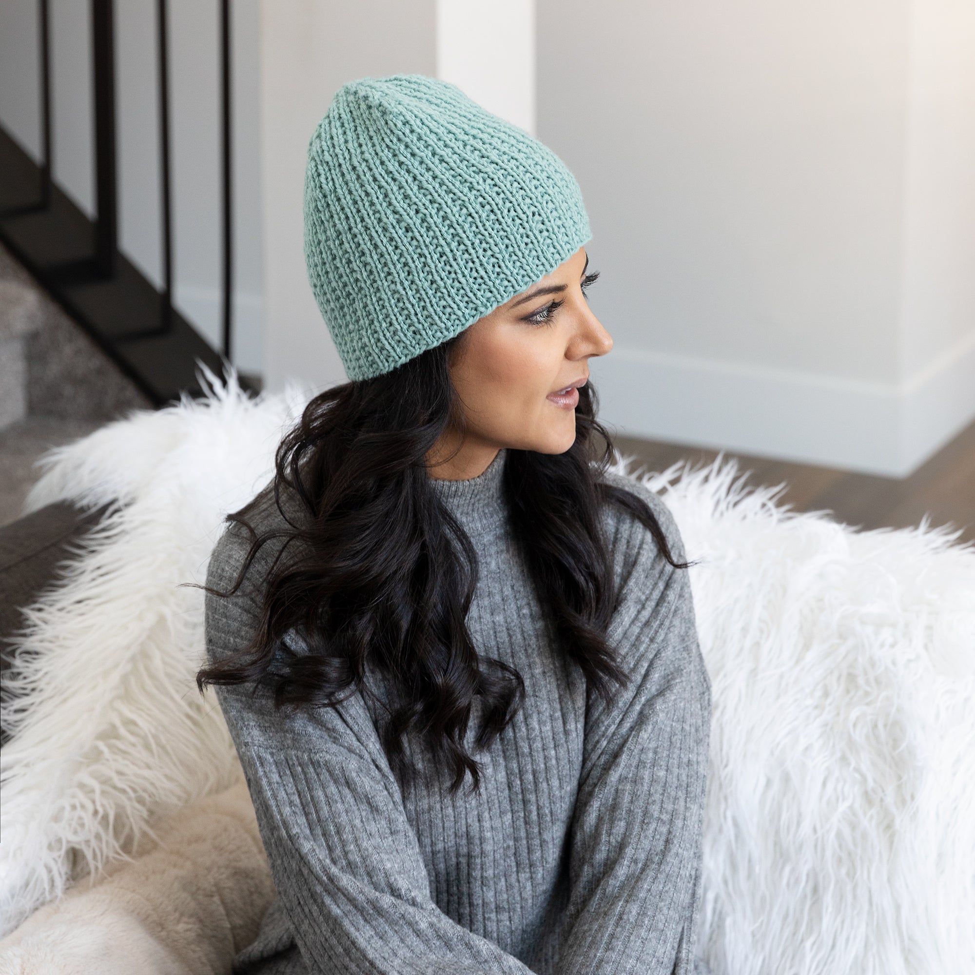 Broken Rib Stitch Beanie Knitting Pattern