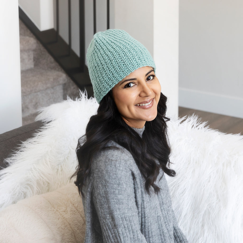Broken Rib Stitch Beanie Knitting Pattern