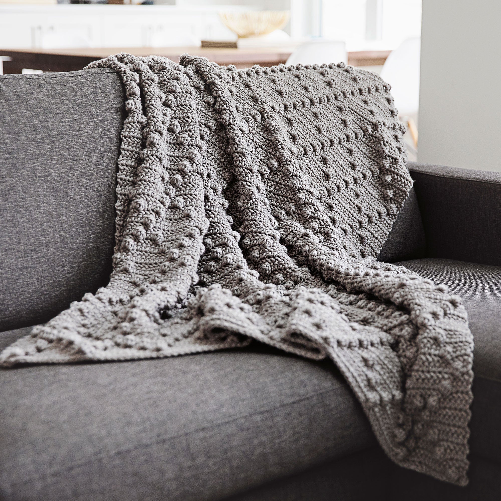 The Rhombus Bobble Stitch Throw Crochet Pattern