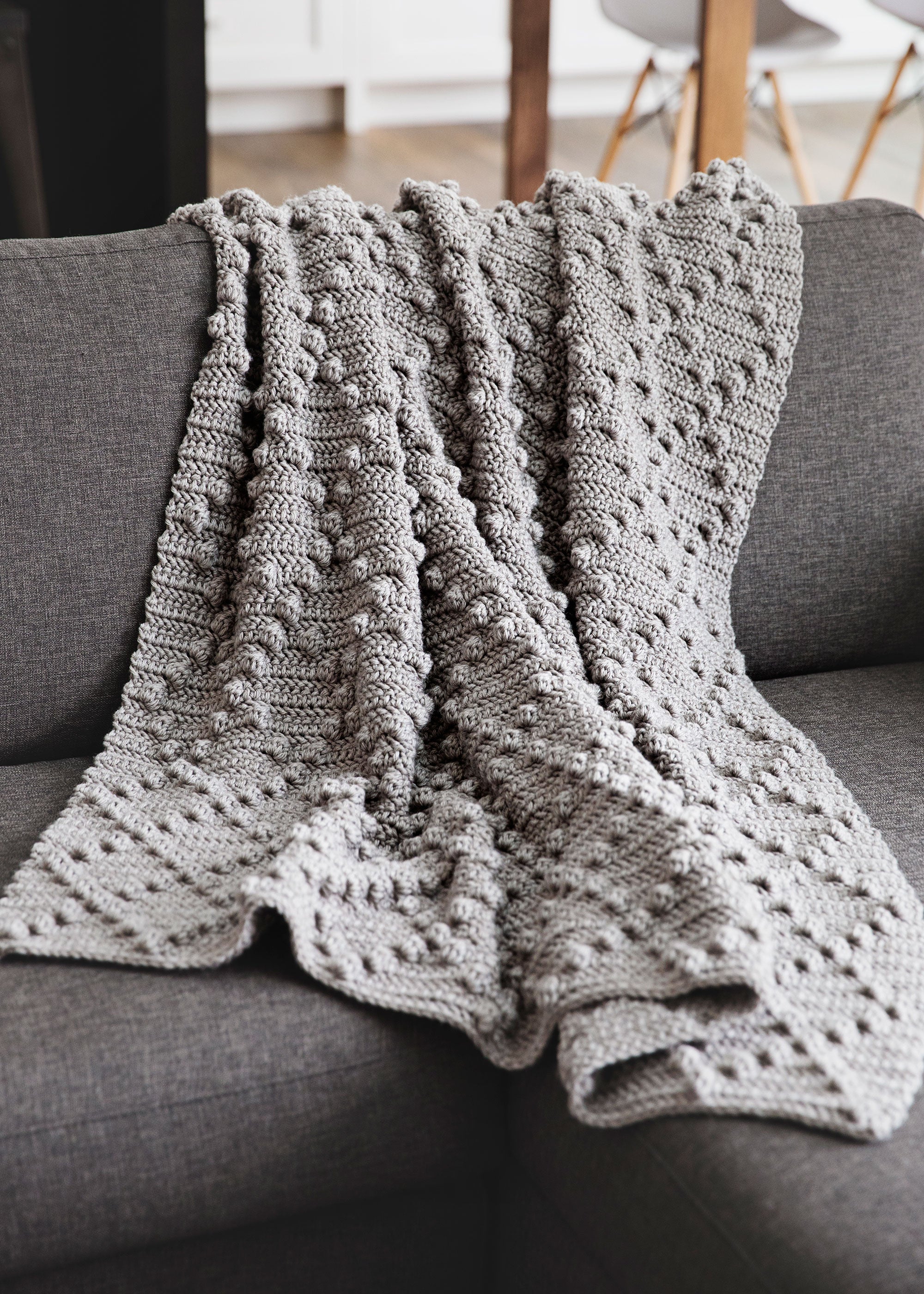 The Rhombus Bobble Stitch Throw Crochet Pattern