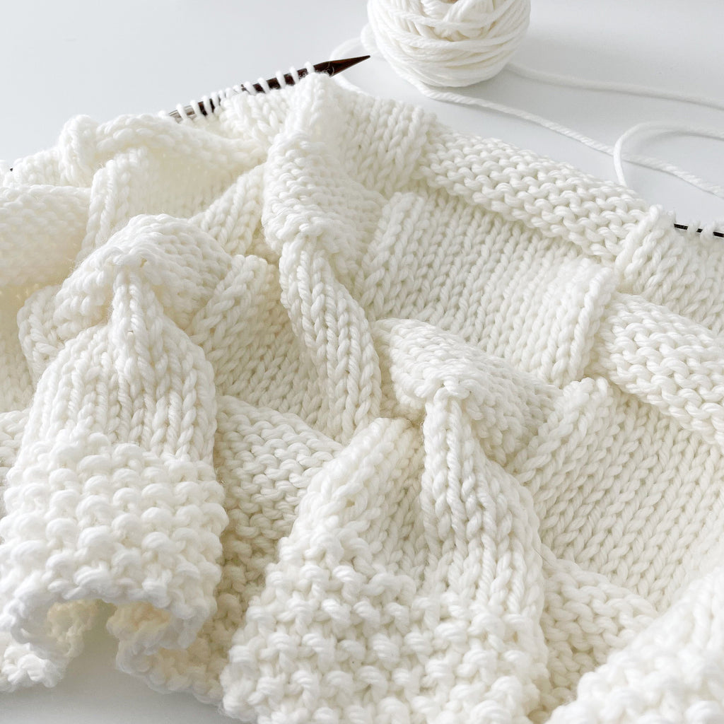 Chunky Basketweave Baby Blanket Knitting Pattern