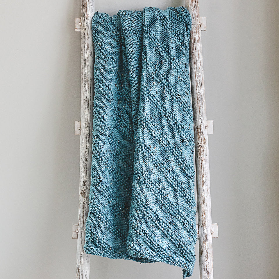 Diagonal Seed Stitch Baby Blanket Knitting Pattern