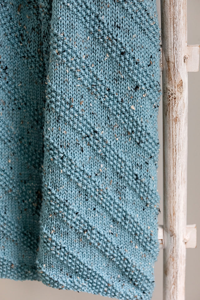 Diagonal Seed Stitch Baby Blanket Knitting Pattern