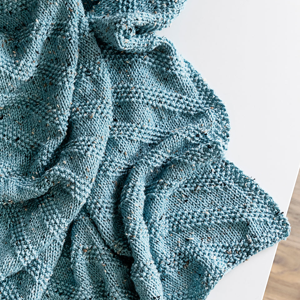Diagonal Seed Stitch Baby Blanket Knitting Pattern