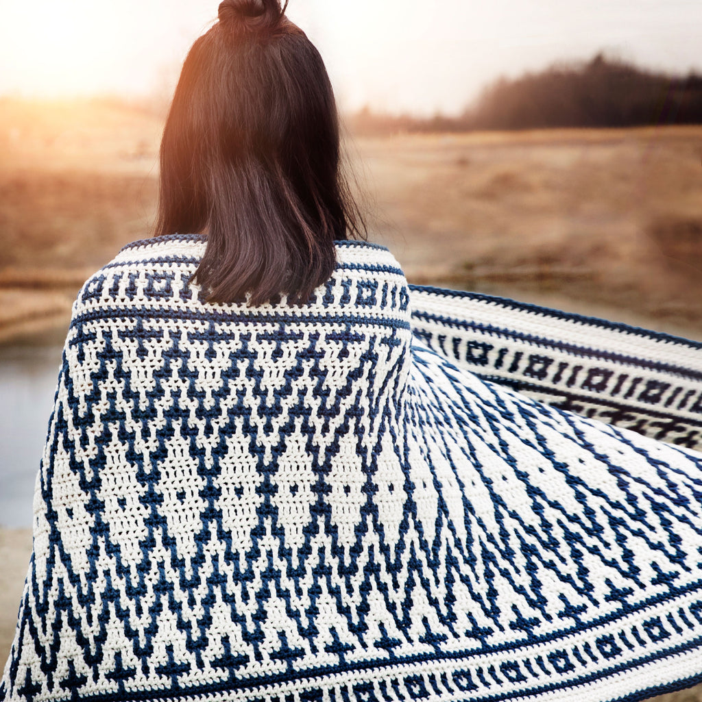 Aztec Mosaic Crochet Blanket Wrap Pattern