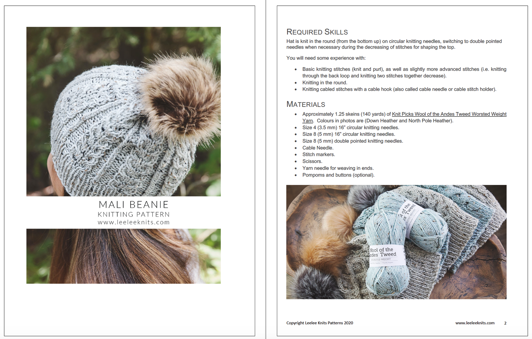 Mali Cabled Hat Knitting Pattern – Leelee Knits