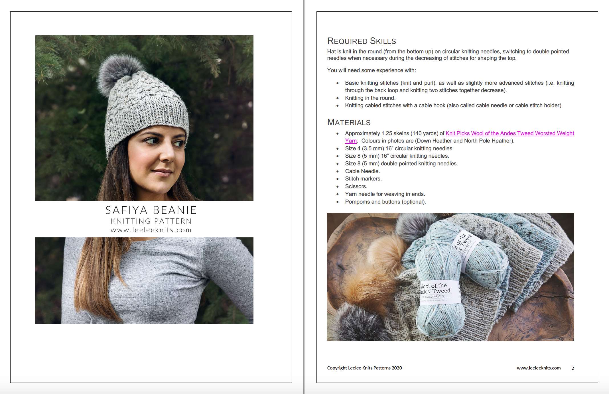 Safiya Cabled Hat Knitting Pattern