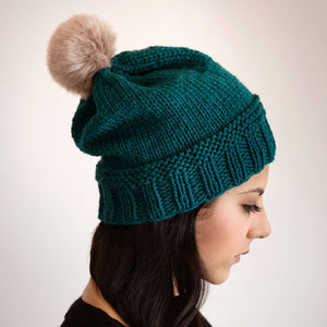 Simple Slouchy Winter Beanie Knitting Pattern